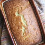banana bread cooked in stoneware loaf pan