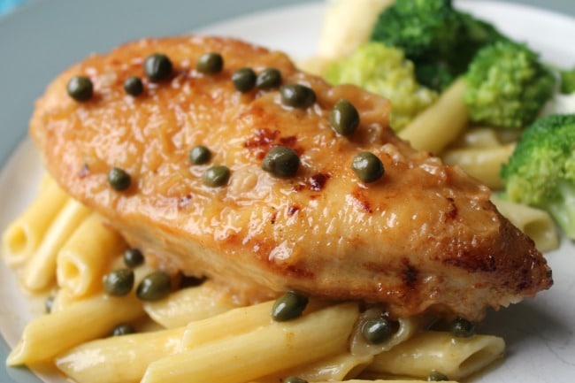 chicken piccata over pasta