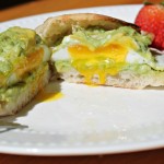 avocado and goat cheese open faced breakfast sandwich