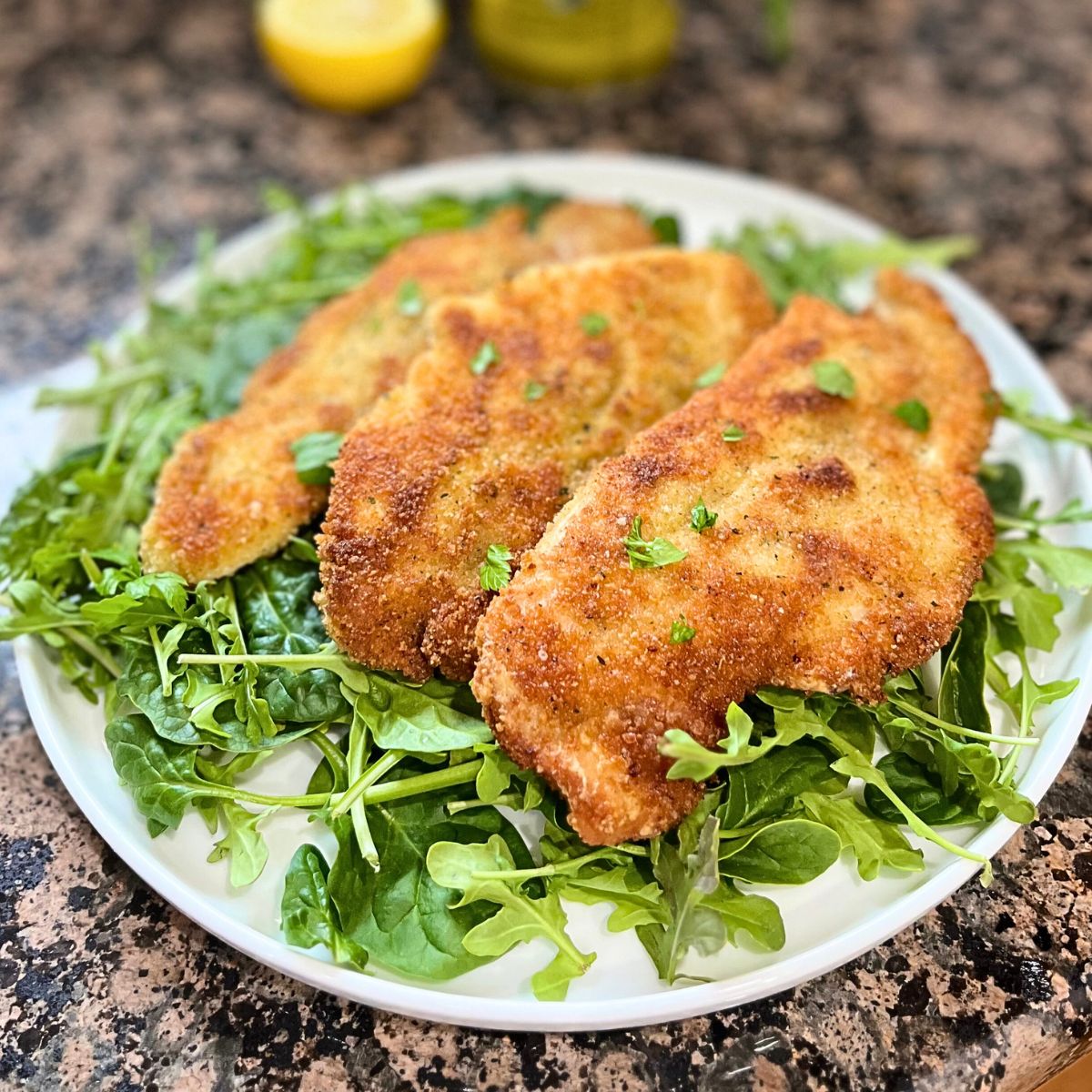Chicken Cutlet with Lemon Garlic Dressing