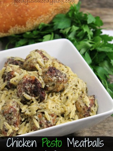 Chicken Pesto Meatballs and Orzo