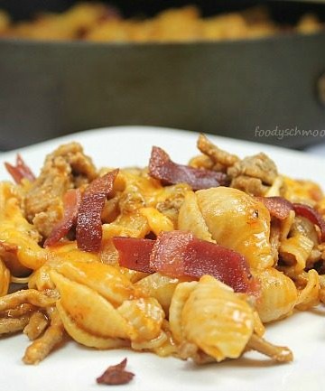 Lightened Up Bacon Cheeseburger Pasta