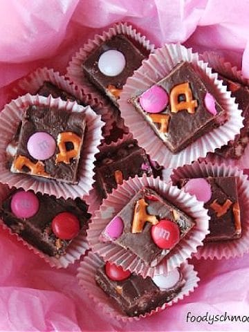 fudge in pink tissue paper
