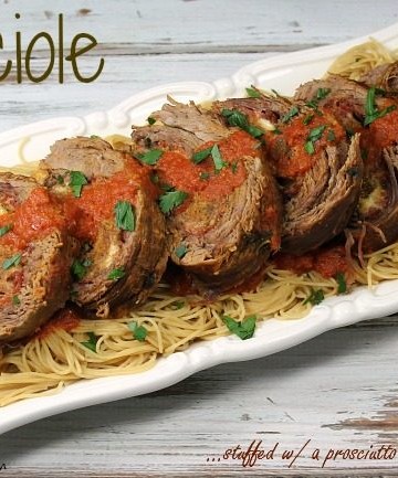 Braciole sliced and served