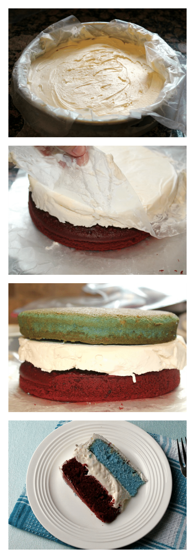 Red White and Blue Layered Ice Cream Cake