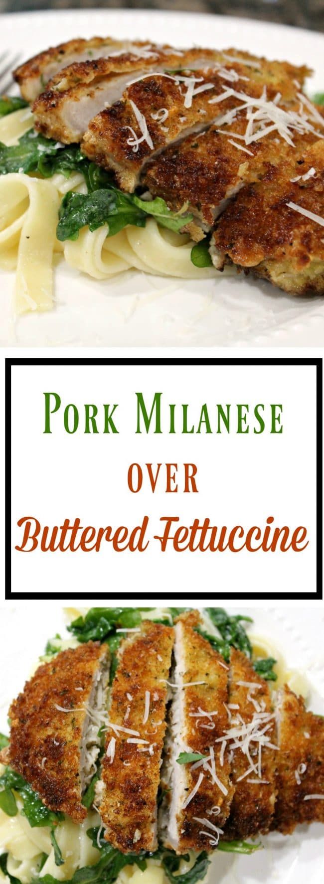 Pork Milanese Over Buttered Fettuccine foodyschmoodyblog.com