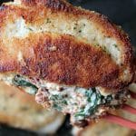 pork chop stuffed and cooked on spatula