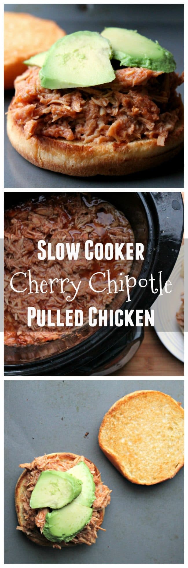 SLOW COOKER Cherry Chipotle Pulled Chicken Sandwiches