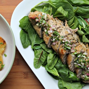 Chimichurri Pork Tenderloin served