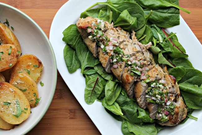 Chimichurri Pork Tenderloin served