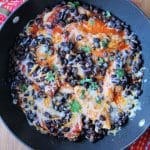 close up of pan with salsa chicken prepared inside it.