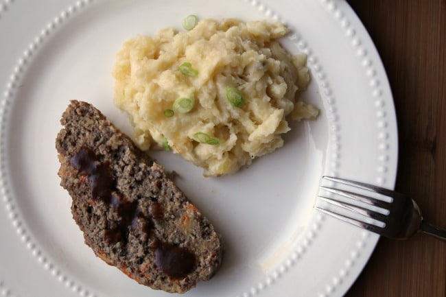 Instant Pot Meatloaf and Potatoes Plated