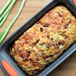 Cooked zucchini bread in loaf pan.