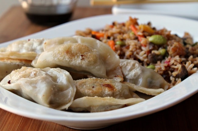 potstickers with rice