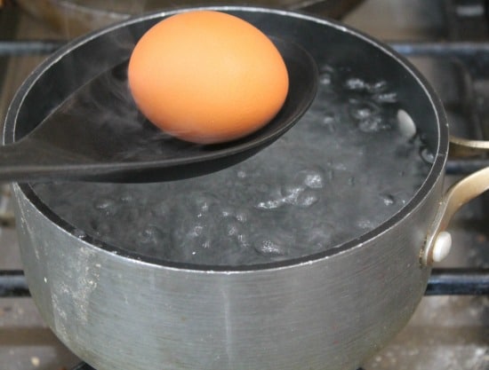 Egg into pan