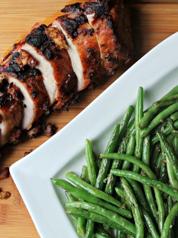 grilled pork loin with grilled beans