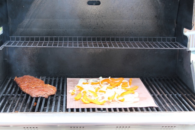 grilled steak fajitas on grill