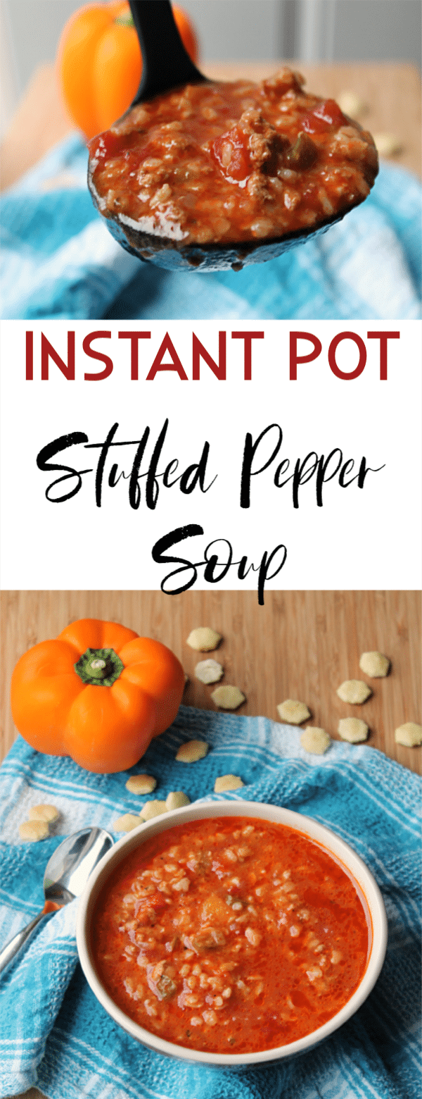 Instant Pot Stuffed Pepper Soup w/ turkey and brown rice