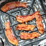 crispy bacon cooked in air fryer basket