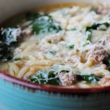 Instant Pot Sausage Soup with Orzo Close Up