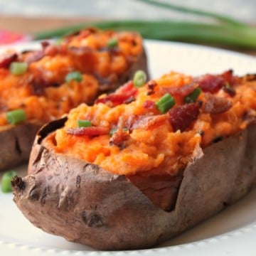 twice baked sweet potatoes plated
