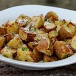 air fryer roasted potatoes served in platter