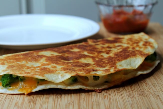quesadilla cooked on board