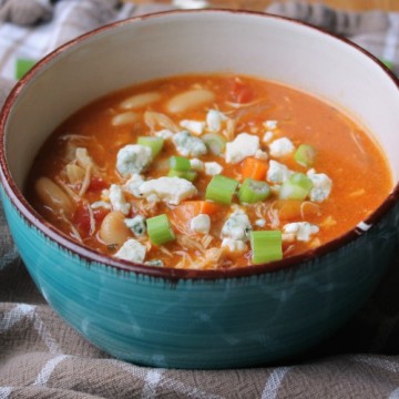 buffalo chicken soup complete in bowl