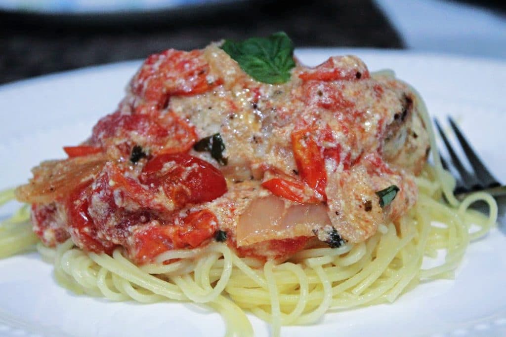 Goat Cheese Chicken and Tomatoes (My take on the TikTok Baked Feta