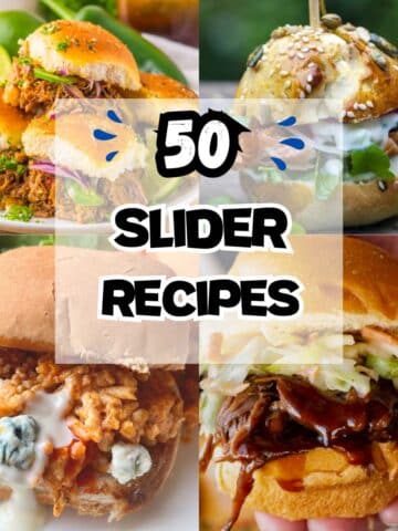 Four photos of various sliders and there is a text overlay in the center.